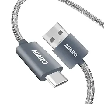 AGARO USB-A to Type C Cable, Unbreakable Braided Cable, 3A Fast Charging, Compatible with All Type C Devices Including Smartphones, Tablets etc, PD Technology, 1 M (3.2Ft), 480 Mbps Data Transmission