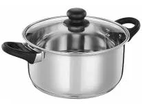 Amazon Brand - Solimo Stainless Steel Induction Bottom Dutch Oven with Glass Lid (24cm, 5 litres)
