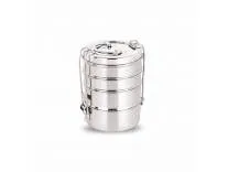 neelam Stainless Steel Lunch Box/Tiffin with Locking Clip, 4-Tier Container, 1500 ml, Hot & Cold Leak-Proof, Compact & Durable, Perfect for Office, School, Picnic and Travel, Silver