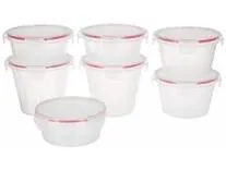 Amazon Brand - Solimo Plastic Kitchen Storage Container Set, 7-Pieces, Transparent