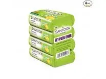 Santoor Fresh Skin Aloe Vera & Lime Bathing Soap with Nourishing & Anti-Aging Properties| For Smooth & Soft and Younger-Looking Skin| For All Skin Types| 125g, Pack of 4