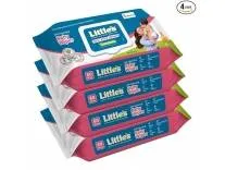 Little's Soft Cleansing Baby Wipes with Lid | 80 Wipes x Pack of 4 - 320 Wipes | Extra Thick & Moist Wet Wipes for Baby's | Prevents Rashes & Redness with Goodness of Aloe Vera, Vitamin E & Jojoba Oil