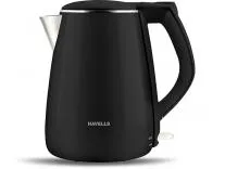 Havells Aqua Plus Electric Kettle 1.2 Litre, 1250 Watt | 304 Stainless Steel Inner Body | Cool Touch Body | Auto Shut-Off |Wider Mouth|2 Years Door Step Warranty by Havells (Black)