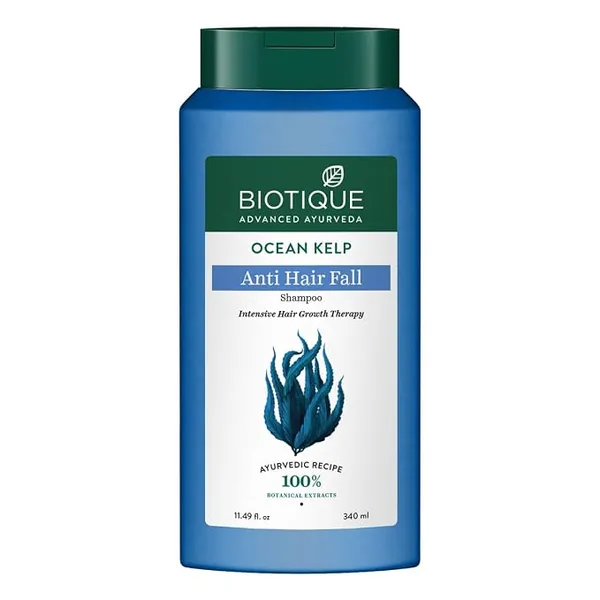 [Apply 3% Coupon] Biotique Ocean Kelp Anti Hairfall Shampoo | Intensive Hair Growth Therapy| Anti Hairfall Shampoo that Maintains Shine |100% Botanical Extracts | Suitable for All Hair Types |340ml