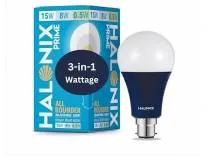 Halonix All Rounder Base B22D 15W,8W,0.5W Multi Wattage Adjustable Light Led Bulb (Pack Of 1, White & Yellow)