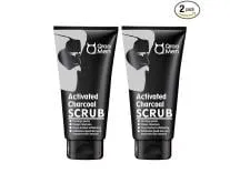 Qraa Men Activated Charcoal Scrub with Essential Oils | For deep cleansing & Glowing Skin | Anti Acne & Blackhead Remover | 100gm X 2 (Pack of 2)
