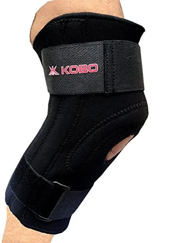 Kobo 3625 Neoprene Hinged Knee Support/Knee Patela Support Anti-Slip Design, Dual Side Stabilizers & Adjustable Knee Brace for Arthritis, Pain Relief, Sports/Injury Recovery, Large (Black)