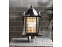 tu casa Crome Metal Shade with Crome Steel Base Gate Light | Outdoor Waterproof Lamp for Main Gate, Garden, Balcony & Home Entrance (Height : 11 Inch/No Blub Included)