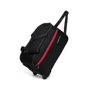 Lavie Sport Polyester Lino M Cabin Size 53 Cms Duffle Wheeler Bag | 2 Wheel Duffle Bag | Duffle Bag With Adjustable Handle, 24 cm, Black