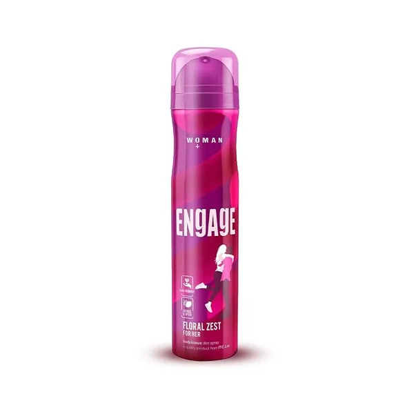 Engage Floral Zest Deodorant Spray for Women 150ml | Citrus & Floral | 24hr Freshness | Long Lasting | Skin Friendly | Dermat Tested | Deodorants Woman | Body Spray Women | Try Engage W2 Perfume Spray