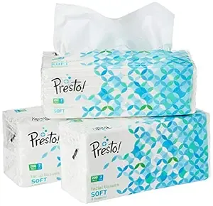 Amazon Brand - Presto! 2 Ply Facial Tissue Box | 600 Pulls | 200 Pulls X 3 Cartons | Soft And Highly Absorbent | 100% Natural Virgin Cellulose Fiber Rs.145 @ Amazon