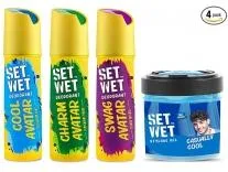 Set Wet Deodorant Spray Perfume, 150ml (Cool, Charm and Swag Avatar Pack of 3) and Cool Hold Strength Hair Gel, 250ml for Men