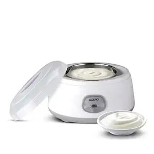 AGARO Classic Portable Yogurt Maker Machine for Home, 1.2L, Electric Probiotic Curd Maker with Auto Temperature Regulation, for Thick Creamy, Consistent Yogurt, 304 SS Container, Grey and White