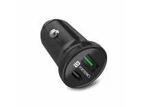 Portronics 38W Dual Output Fast Car Charger with 20W Type-C PD & 18W USB, Compact Size, Charging Adapter Compatible with Cars for iPhone & Android Smartphone, Smartwatch, Earbud, Power Bank (Black)