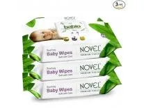 Novel Baby Wet Wipes 80 Wipes x Pack of 3 (240 Wipes) | Aloe Vera, Chamomile, Vitamin E Enriched | pH Balanced, Alcohol, Hypoallergenic & Paraben-Free | Soft Gentle Baby Wipes with Lid