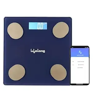 Lifelong Smart Weighing Scale with BMI & 18 Measurement Functions with Lifelong Smart Home App-Bluetooth Sensor Technology | Electronic Weight Machine | Battery Included (LLWS36, Blue)