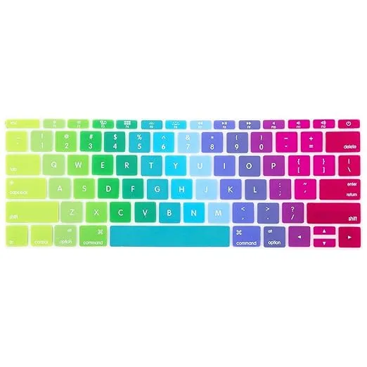 Laprite Keyboard Cover Silicone Skin for MacBook 12" with Retina Display (2015 Model A1534) and New MacBook Pro 13 Inch (2016 Version Model A1708, No Touch Bar) - Mettalic Rainbow
