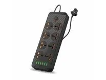 Portronics Power Plate 7 with 6 USB Port + 8 Power Sockets Smart Electric Universal Extension Board Multi Plug with 2500W, 2Mtr Cord Length, 2.1A USB Output(Black)