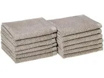 amazon basics Quick-Dry Face Towel - 100% Cotton - 400 GSM - Pack of 12, Platinum