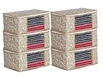BTOS (Pack Of 4) Printed Non Woven Fabric Saree Cover/Clothes Organiser For Wardrobe Set with Transparent Window And Zip For Lehenga, Suit, Dress,& Accessories, Extra Large (Pack of 4, Beige) Rs.199 @ Amazon