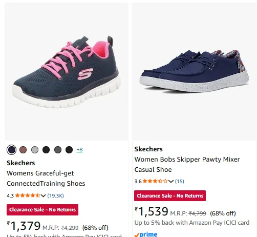Skechers Shoes upto 80% off starting From Rs.1091 @ Amazon