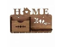 Sehaz Artworks Mobile Holder for Wall | Key Holder for Home Decor Stylish | Wooden Key Stand | Key Hanger | Key Chain Holders for Wall (7 Hooks, MDF Beige)