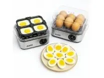 AGARO Grand Egg Boiler And Poacher, 2-in1 Boils 8 Eggs, Poach 4 Eggs, Steamed Vegetables, 3 Boiling Types, Stainless Steel Body, Transparent Lid, 500W, Silver