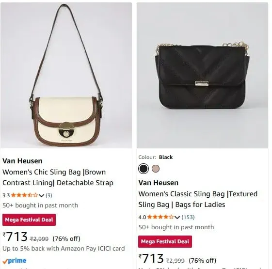 Van Heusen Handbags upto 76% off starting From Rs.713 @ Amazon
