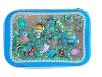 Crackles Stylish Embossed Space Themed Water Jelly Large Capacity Hardtop Pencil Case Organizer School Kids Pen Holder Pouch (Space Theme, Assorted Colors)