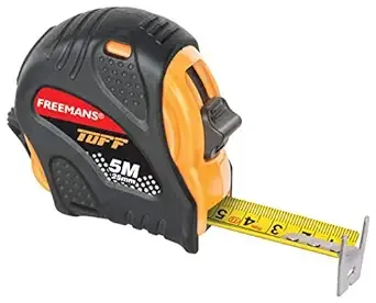 FREEMANS TUFF 5m:25mm Steel Inchi Measuring Tape - 5m with a Non Slip Rubber Covered ABS case || Double Side Printing || Click Action Front Lock and Belt Clip