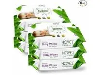Novel Baby Wet Wipes 80 Wipes x Pack of 6 (480 Wipes) | Aloe Vera, Chamomile, Vitamin E Enriched | pH Balanced, Alcohol, Hypoallergenic & Paraben-Free | Soft Gentle Baby Wipes with Lid
