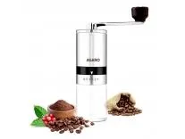 AGARO Elite Manual Coffee Grinder, Ceramic Grinder with Glass jar, 6 Adjustable Settings, Stainless Steel Body, Tooth Handle, No Power, Whole Bean, Drip Coffee, Espresso, Silver