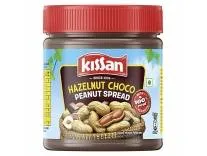 KISSAN Hazelnut Choco Peanut Spread, 350g, for a Tasty Breakfast, with 18% Protein & 30% Dark Chocolate Creme, 50% Less Sugar than Leading Spreads, no Added Colours or Preservatives