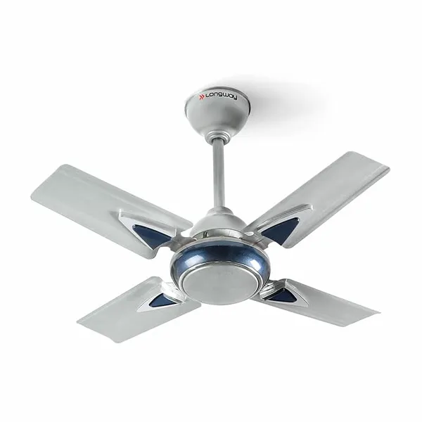 LONGWAY Starlite-1 P1 600 mm/24 inch Ultra High Speed 4 Blade Anti-Dust Decorative Ceiling Fan (Silver Blue, Pack of 1)