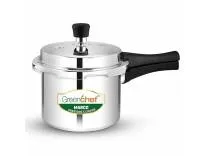 Greenchef Marco Aluminium outer lid Pressure Cooker, Non-Induction Base 3 Litre capacity, Food-Grade Aluminium, Cool-Touch Handle, Gas Stove Compatible, ISI Certified, 5-Year Warranty