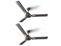 LONGWAY Kiger P2 1200 mm/48 inch Ultra High Speed 3 Blade Anti-Dust Decorative Star Rated Ceiling Fan 2 Years Warranty (Smoked Brown, Pack of 2)