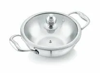 Tosaa Livmax Tri-ply Kadhai with Glass Lid 20 cm