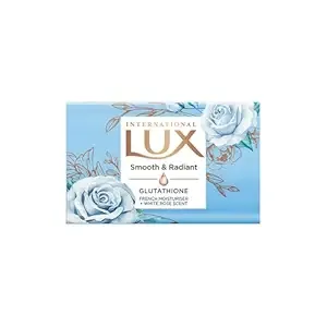 LUX International Smooth & Radiant Bathing Soap 4 x130g, LUXURIOUS BATHING EXPERIENCE, Smooth & Moisturized skin, with Glutathione & French Moisturizer, Improves Skin Texture, White Rose Fragrance