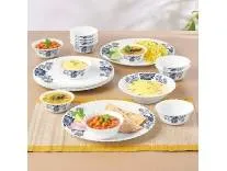 Larah by Borosil 19 Pieces Leona Opalware Dinner Set for Family of 6