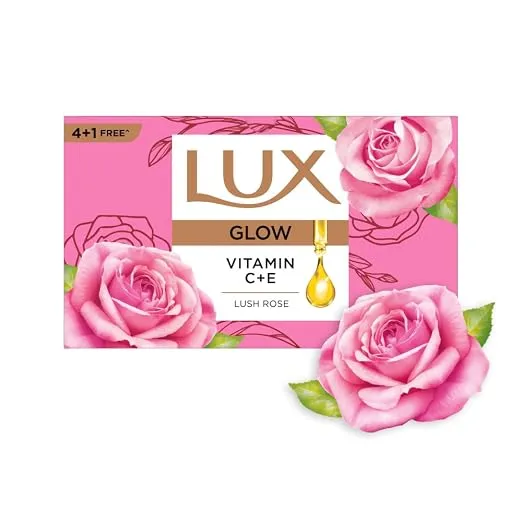 [Apply 5% Coupon] Lux Radiant Glow Bathing Soap infused with Vitamin C & E |For Superior Glow|Buy 4 Get 1 Free|150g