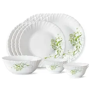 Larah by Borosil Erba Opalware Dinner Set, 13 -Piece, White
