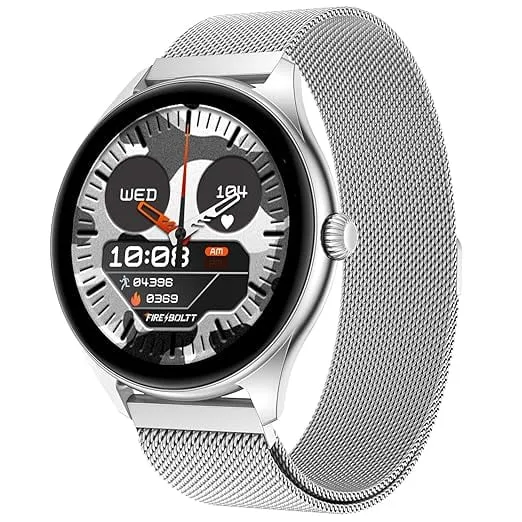 Fire-Boltt Ace Luxury Phoenix AMOLED Stainless Steel Smart Watch 36.32mm (1.43 inch), 700 NITS Brightness, Stainless Steel Rotating Crown, Multipe Sports Modes & 360 Health (Silver)