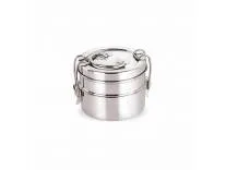neelam Stainless Steel Lunch Box/Tiffin with Locking Clip, 2-Tier Container, 800 ml, Hot & Cold Leak-Proof, Compact & Durable, Perfect for Office, School, Picnic and Travel, Silver