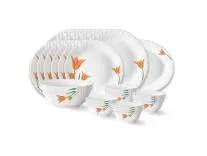 Larah by Borosil Firefly Fluted Series Opalware Dinner Set of 6 Full Plate 6 Quarter Plates 6 Veg Bowls 6 Soup Bowl 2 Serving Bowl and 1 Oval Rice Plate | Bone-Ash Free Crockery Set (White, 27 Pieces) Rs.1257 @ Amazon