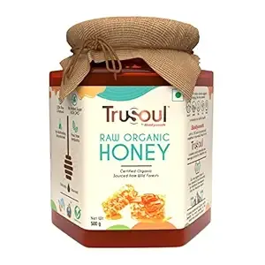 Baidyanath Trusoul Raw Organic Honey - 500gm | NPOP Organic Certified, Sourced from Himalayas | Raw & Natural | No Added Sugar | Unprocessed, Unpasteurized (Pack of 1)
