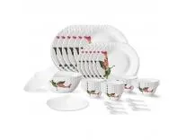 Larah by Borosil Stargazer Fluted Series Opalware Dinner Set | 40 Pieces for Family of 6 | Microwave & Dishwasher Safe | Bone-Ash Free | Crockery Set for Dining & Gifting | Plates & Bowls | White