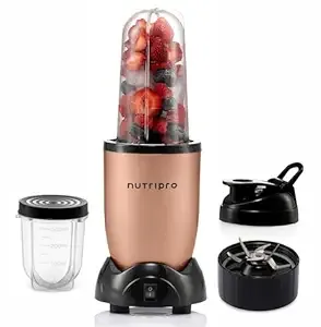 NutriPro Juicer Mixer Grinder Smoothie Maker - 500 Watts (2 Jars & 1 Blade, Gold) - 2 Year Warranty