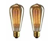 Homesake Pear Shape Edison Tungsten Squirrel Cage Filament Vintage Antique Light Bulb E27 ST64, Set of 2