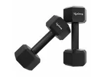 Lifelong PVC Hex Dumbbells Pack of 2 (5kg*2) Black Color for Home Gym Equipment Fitness Barbell|Gym Exercise|Home Workout, Gym Dumbbells|Dumbbells Weights for Men & Women (6 Months Warranty)