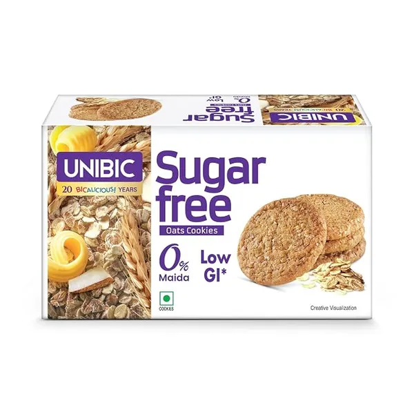 Unibic Sugar Free Oats Cookies I 202.5/225 Gm I Low GI No Maida I Cashew Biscuits I Sugar-Free Snack I Healthy Cookies (weight may vary)